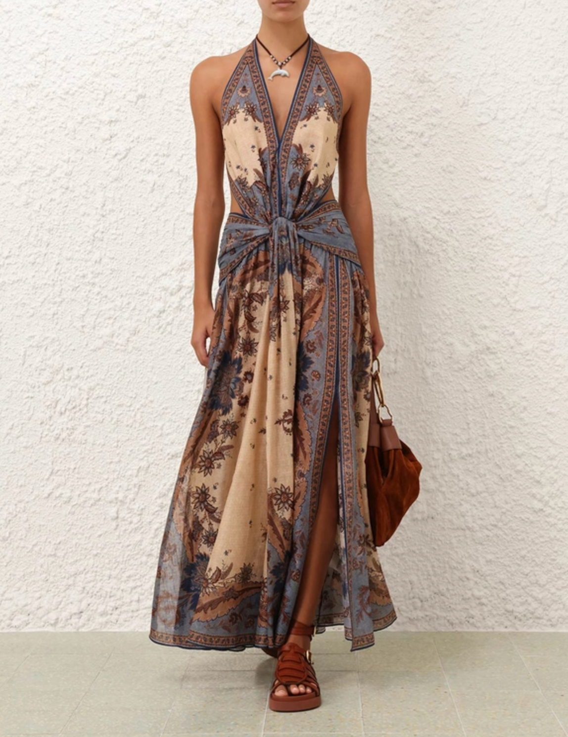 Zimmermann Ascension Plunge Halter Maxi Dress | Size 0