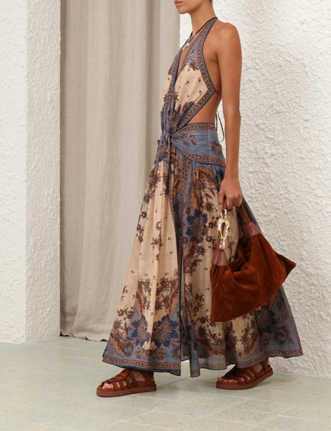 Zimmermann Ascension Plunge Halter Maxi Dress | Size 0