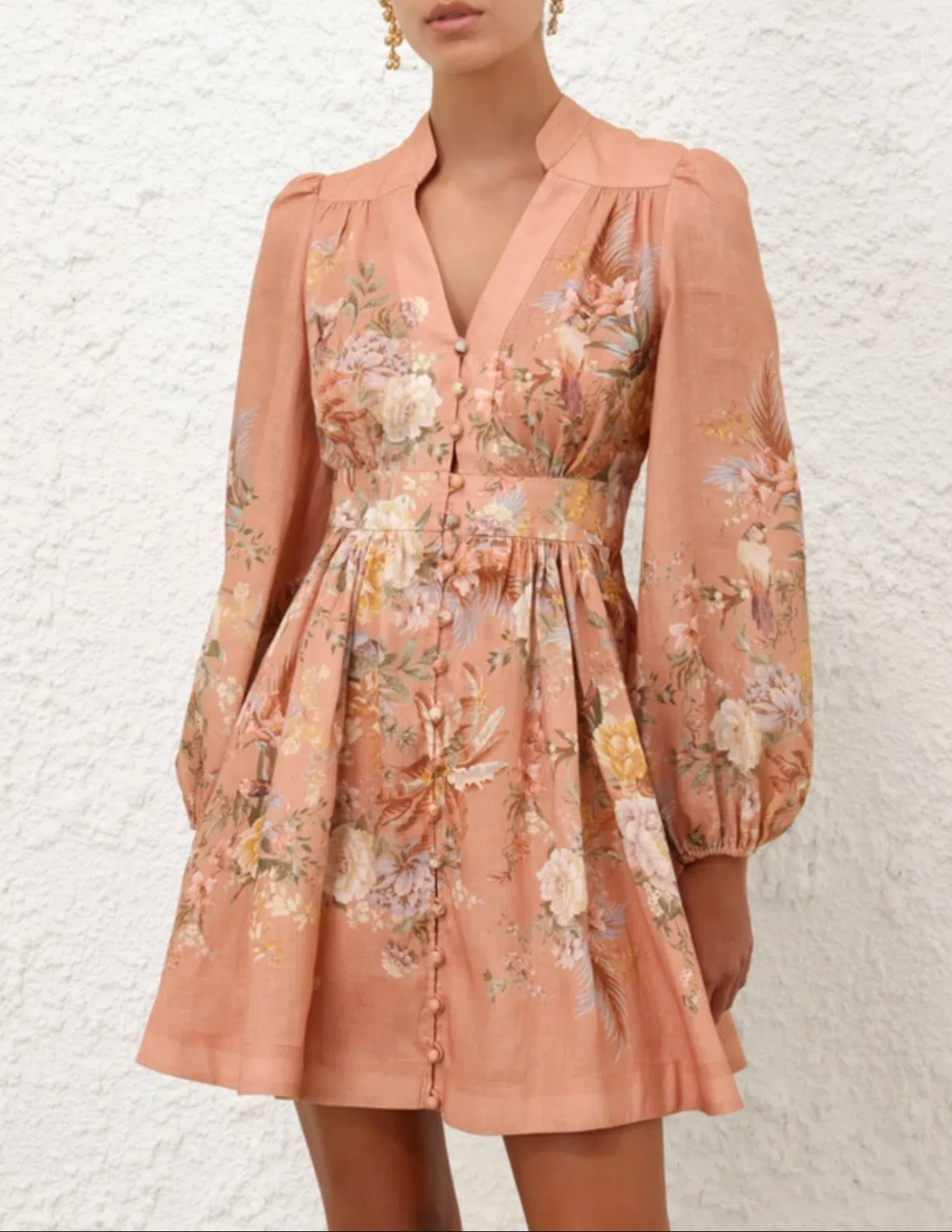 Zimmermann Tallow Plunge Mini Dress | Pink Floral Size 0