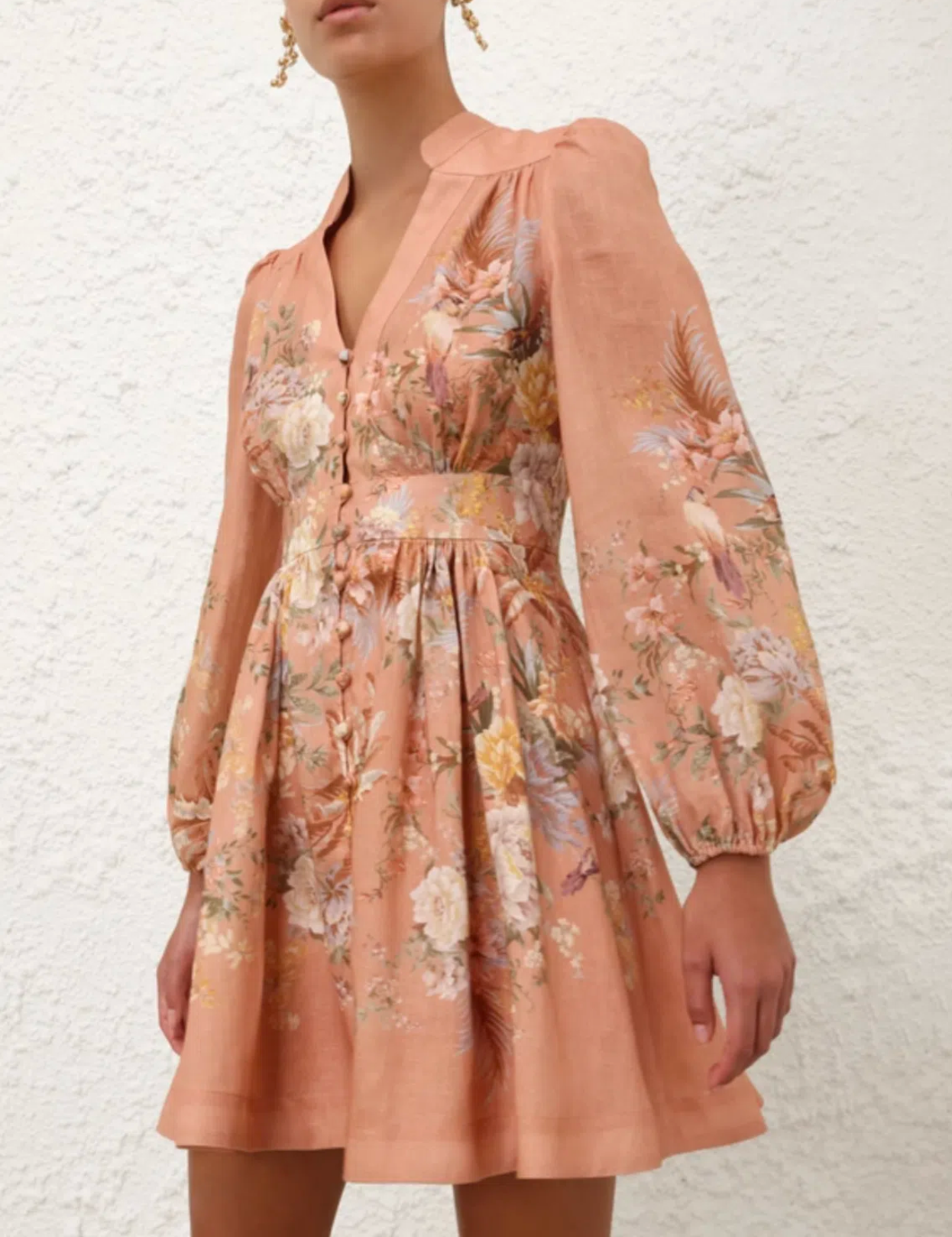 Zimmermann Tallow Plunge Mini Dress | Pink Floral Size 0