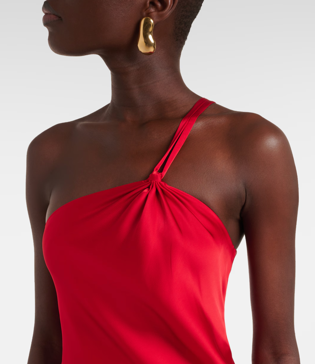 Norma Kamali Open-back One-shoulder Satin Gown | Red Size XS