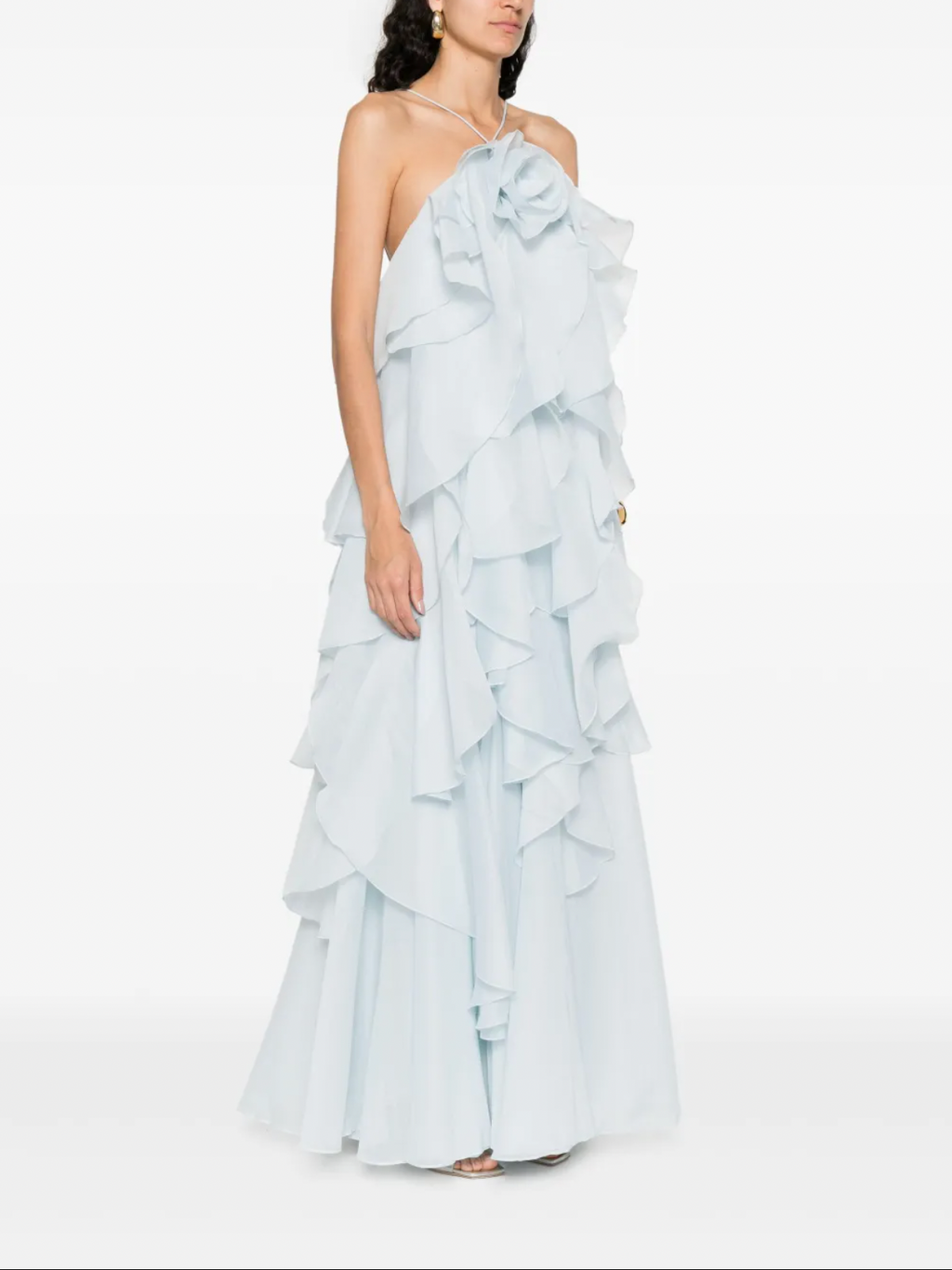 Aje Pandorea Layered Maxi Dress | Silver Blue Size 6