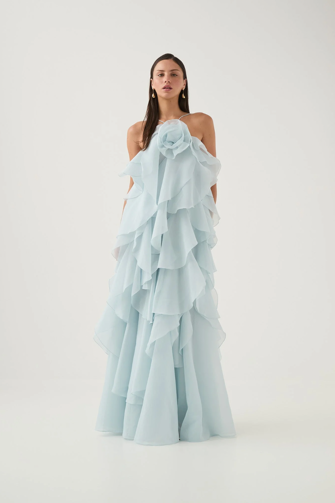 Aje Pandorea Layered Maxi Dress | Silver Blue Size 6