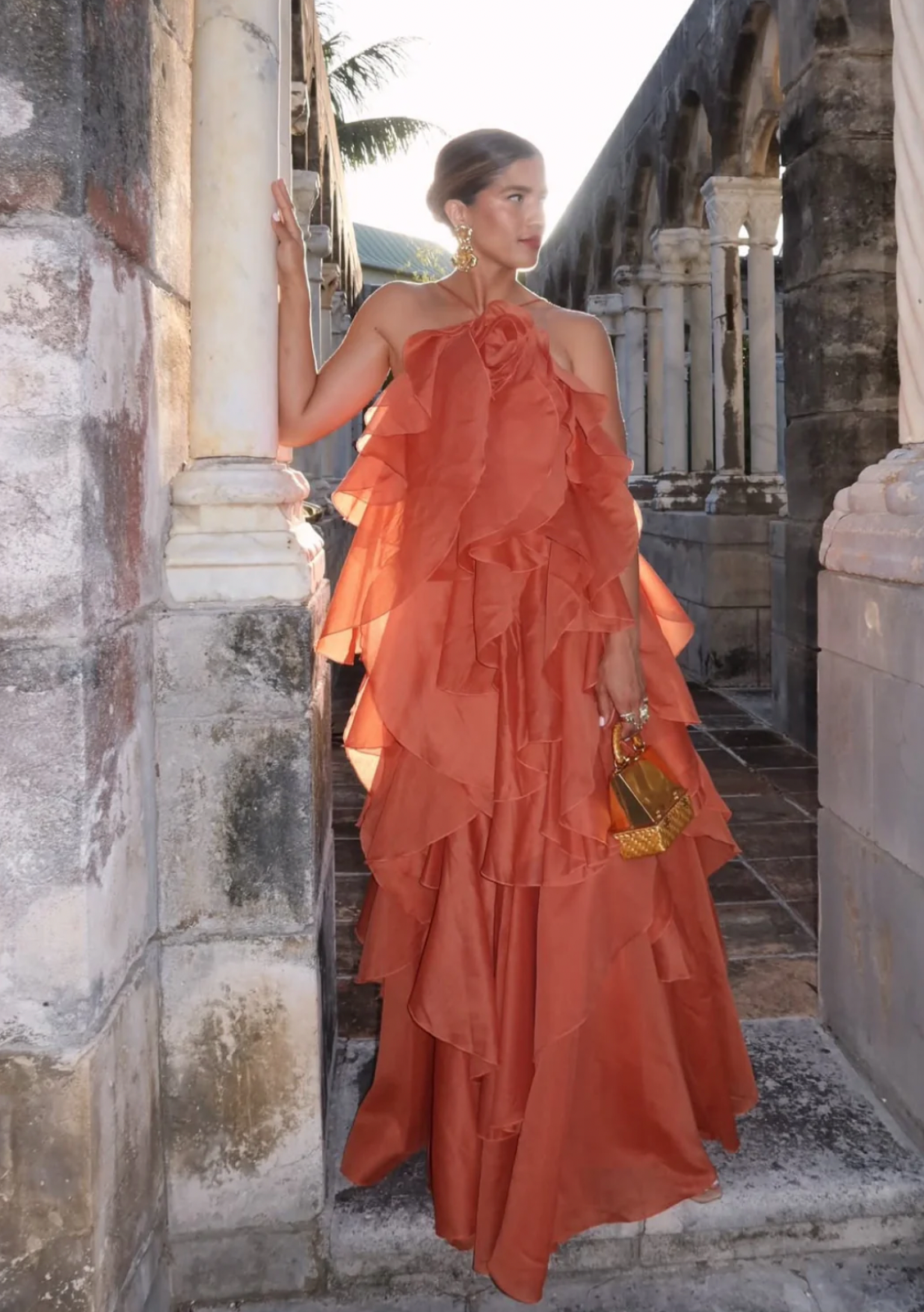 Aje Pandorea Layered Maxi Dress | Coral Clay Size 6