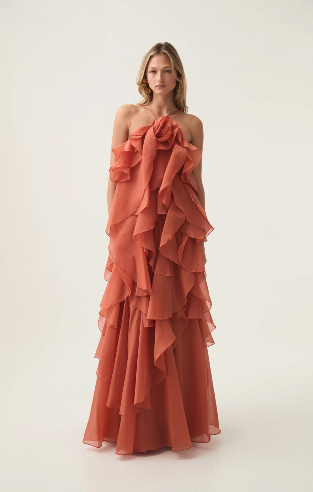 Aje Pandorea Layered Maxi Dress | Coral Clay Size 6