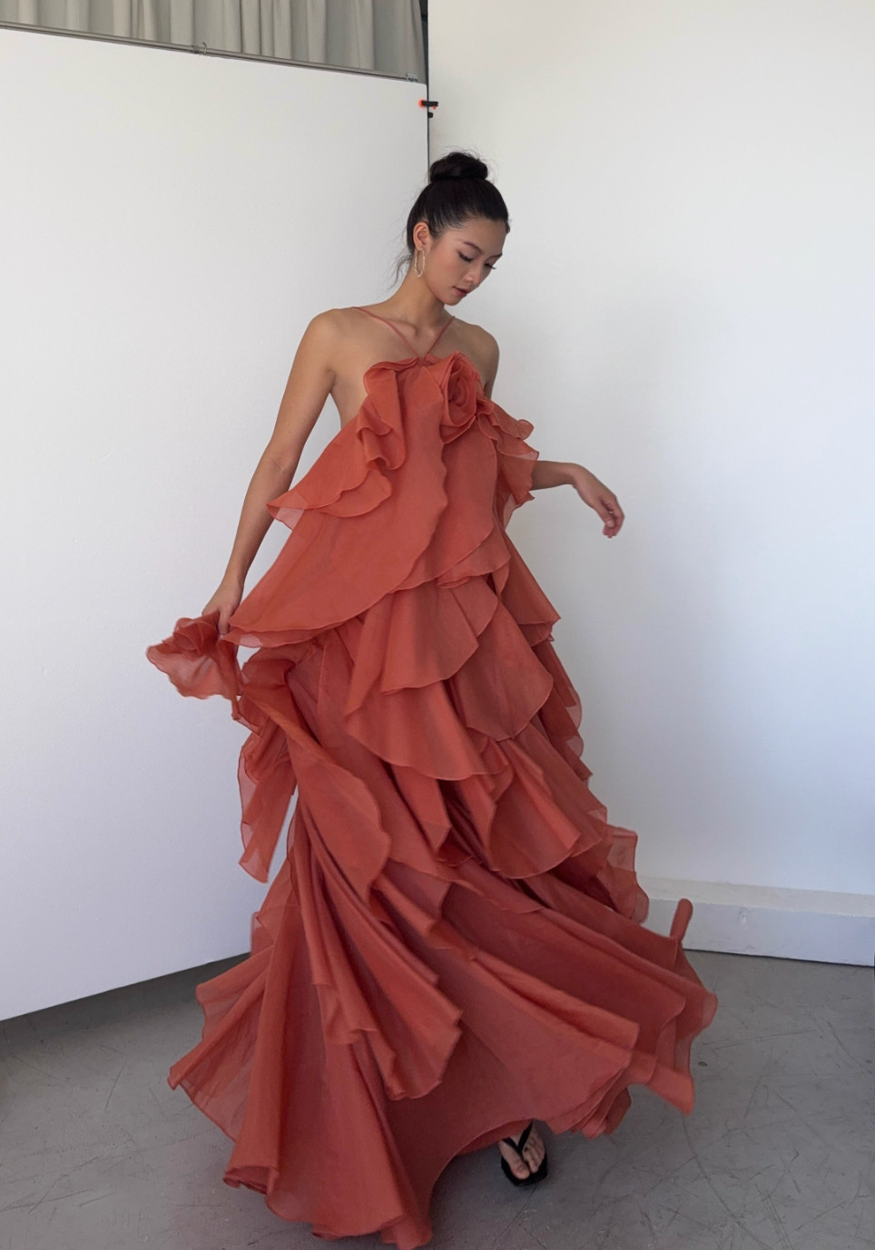Aje Pandorea Layered Maxi Dress | Coral Clay Size 6