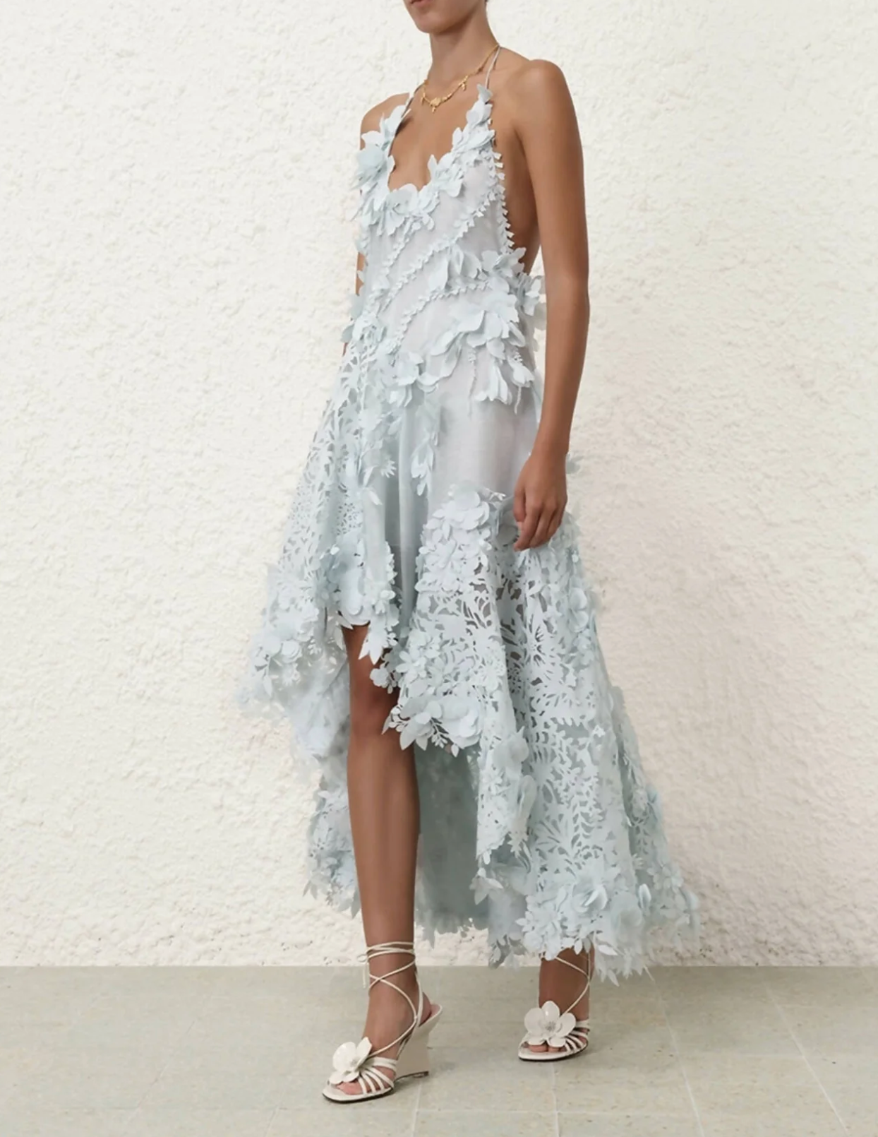 Zimmermann Natura Lasercut Halter Dress | Ice Blue Size 0