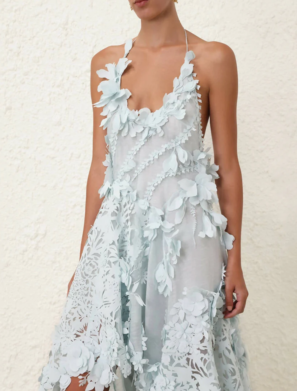 Zimmermann Natura Lasercut Halter Dress | Ice Blue Size 0