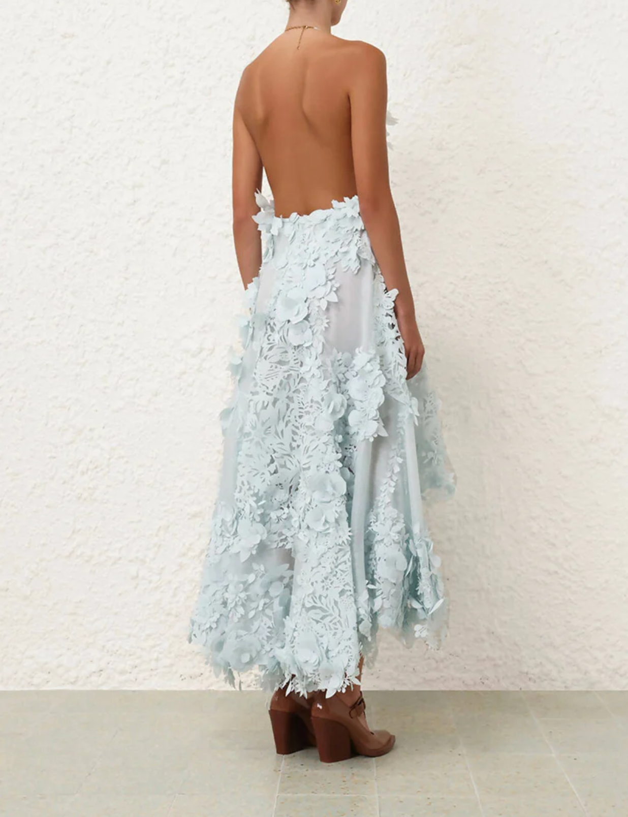 Zimmermann Natura Lasercut Halter Dress | Ice Blue Size 0