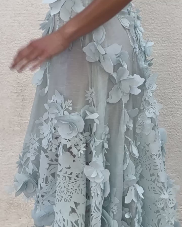 Zimmermann Natura Lasercut Halter Dress | Ice Blue Size 0