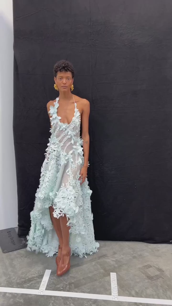 Zimmermann Natura Lasercut Halter Dress | Ice Blue Size 0