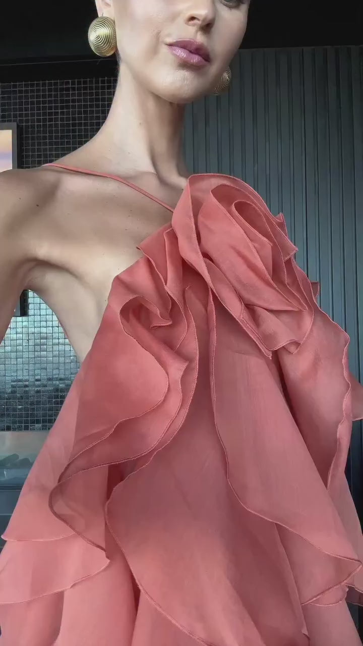 Aje Pandorea Layered Maxi Dress | Coral Clay Size 6
